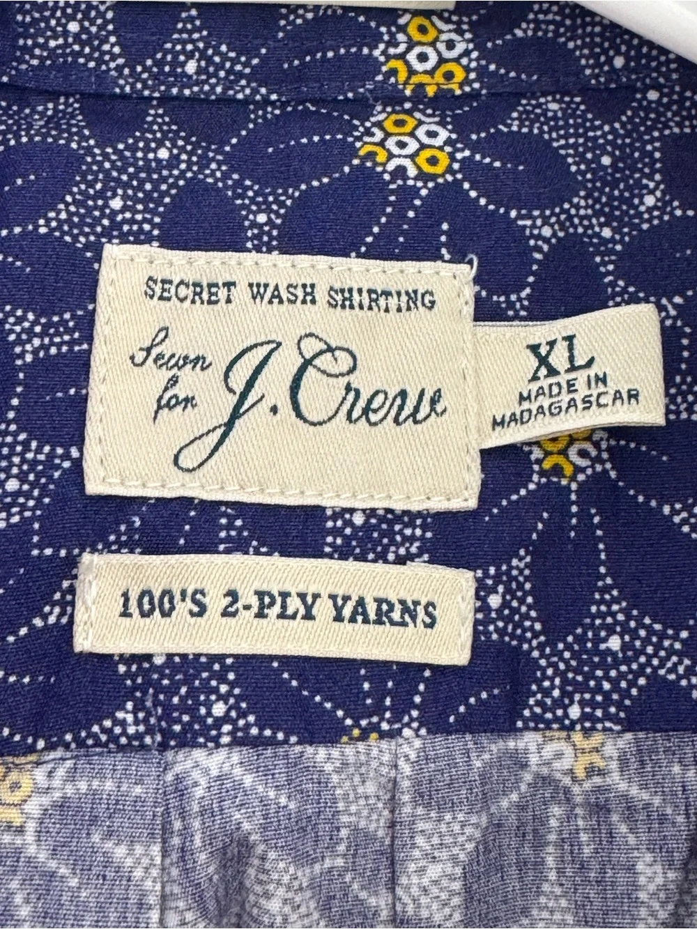 J Crew Shirt Mens Sz XL Classic Short Sleeve Floral Button Down 100s 2 ply Yarn